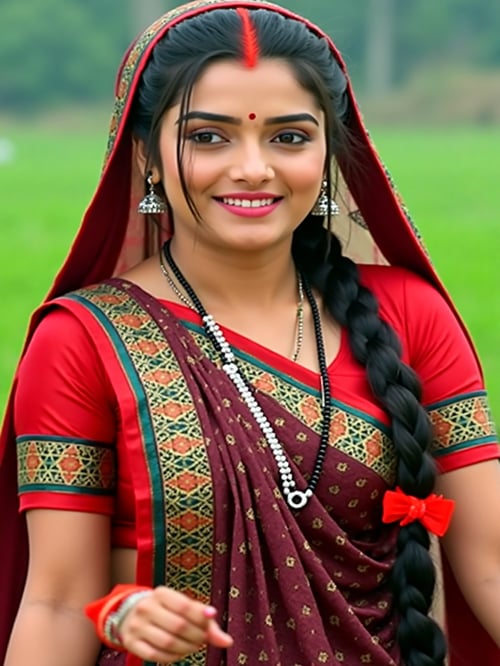 Maroon Colour Sadiya by Snigdha on Tensor.Art
