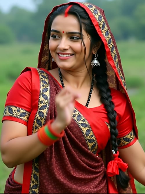 Maroon Colour Sadiya by Snigdha on Tensor.Art
