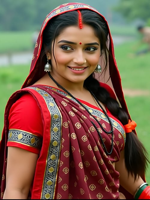 Maroon Colour Sadiya by Snigdha on Tensor.Art