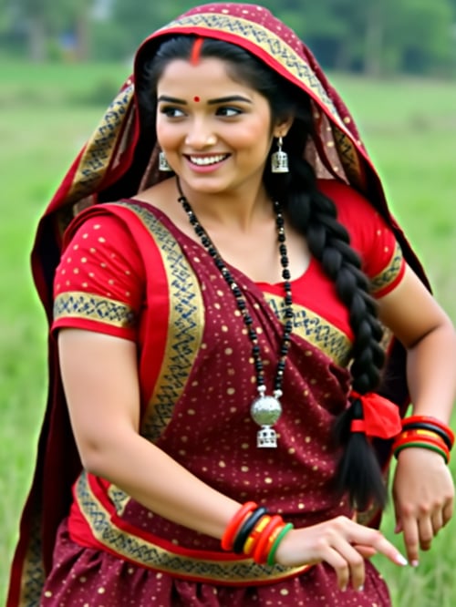 Maroon Colour Sadiya by Snigdha on Tensor.Art