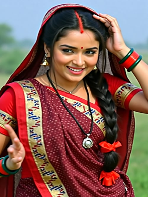Maroon Colour Sadiya by Snigdha on Tensor.Art
