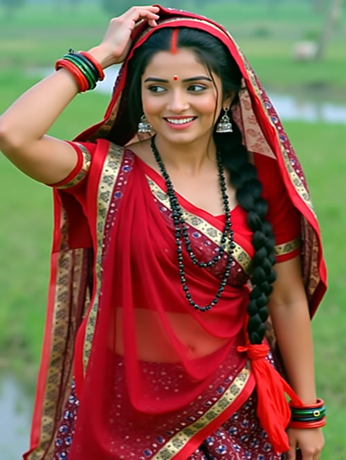 Maroon Colour Sadiya by Snigdha on Tensor.Art
