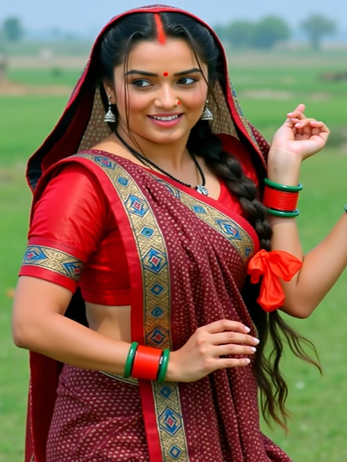 Maroon Colour Sadiya by Snigdha on Tensor.Art