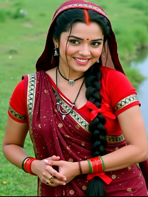 Maroon Colour Sadiya by Snigdha on Tensor.Art