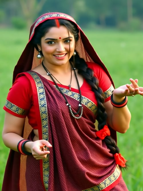 Maroon Colour Sadiya by Snigdha on Tensor.Art