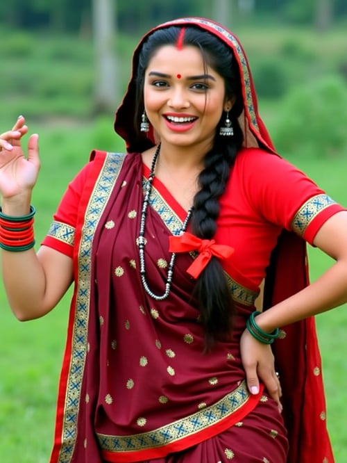 Maroon Colour Sadiya by Snigdha on Tensor.Art