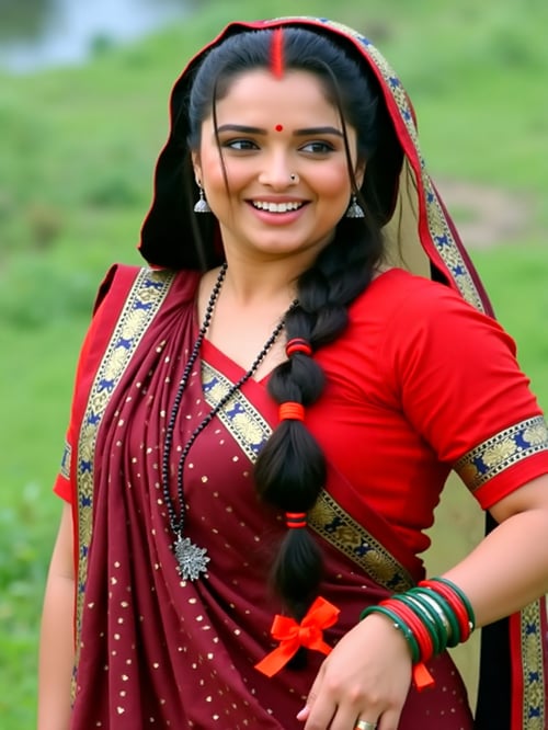 Maroon Colour Sadiya by Snigdha on Tensor.Art