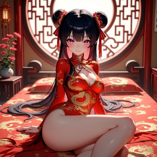 Red cheongsam woman by wefong2000 on Tensor.Art