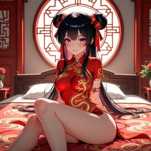 Red cheongsam woman by wefong2000 on Tensor.Art