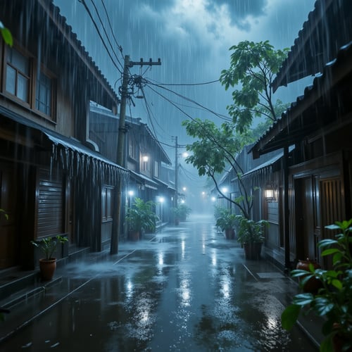 Street scene in the rain I by Hidden dragon X on Tensor.Art
