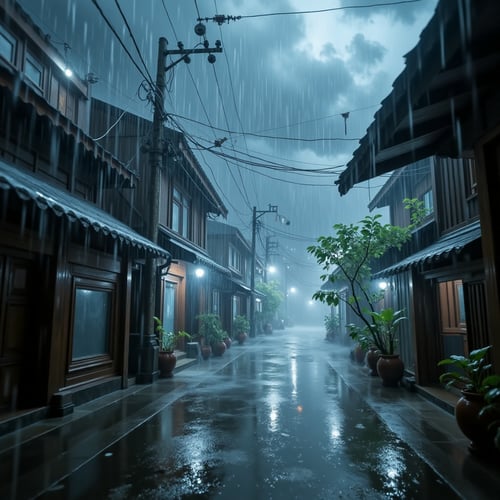 Street scene in the rain I by Hidden dragon X on Tensor.Art