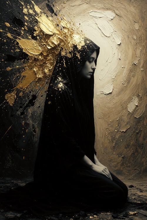 Aurum Tenebris: Neo-Figurative Impasto [by B0rghes by MacrossManiac on Tensor.Art