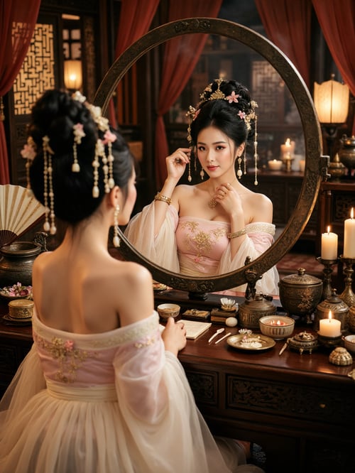 Ancient Mirror Beauty | Realistic Hanfu FLUX LoRA by Ghost Art on Tensor.Art