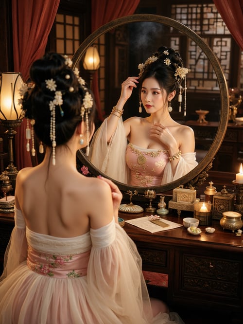 Ancient Mirror Beauty | Realistic Hanfu FLUX LoRA by Ghost Art on Tensor.Art