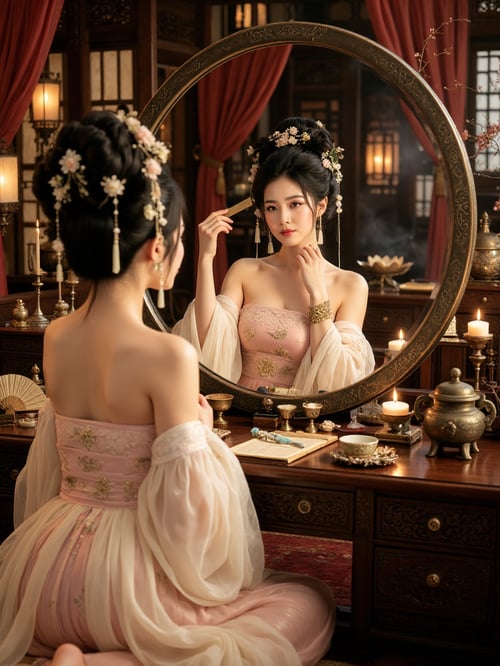 Ancient Mirror Beauty | Realistic Hanfu FLUX LoRA by Ghost Art on Tensor.Art