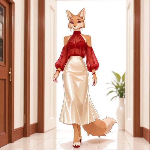 D204 Glamorous 2pc Dress-Sheer Red Halter by miaomiao on Tensor.Art