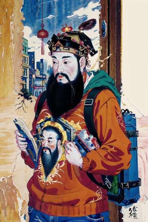 中国门神画风格 Chinese Traditional Door Gods Painting Sty by LEOSAM是只兔狲 on Tensor.Art