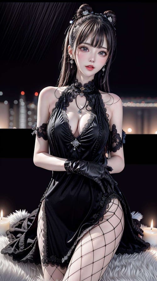 Black velvet cheongsam by 涂涂画图画 on Tensor.Art