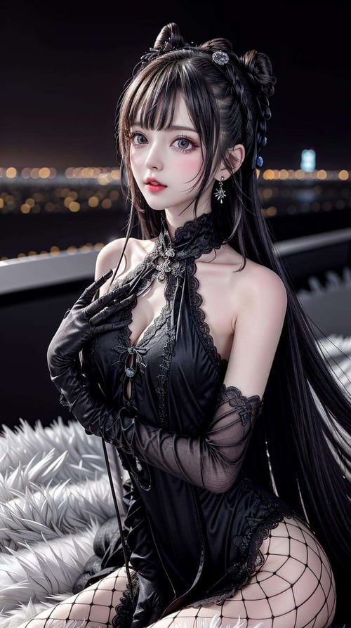 Black velvet cheongsam by 涂涂画图画 on Tensor.Art