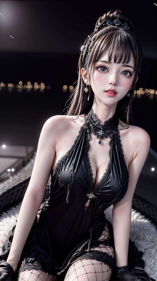 Black velvet cheongsam by 涂涂画图画 on Tensor.Art