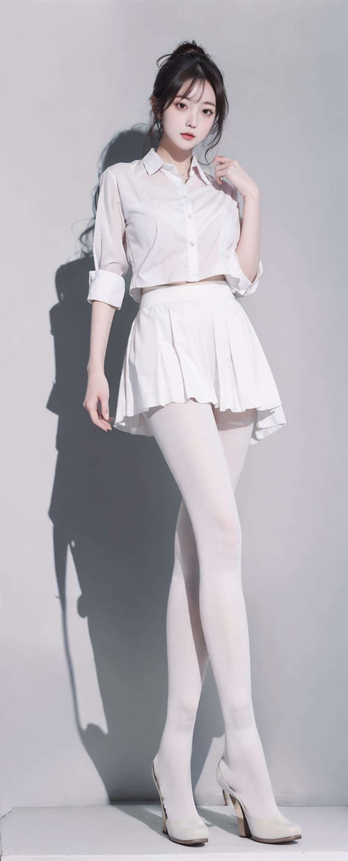 tutu's HiSilk (40D white striped patterned pantyhose)/图图的嗨丝(40D假吊带格纹白色连裤袜)/チュチュのハイシ(40D偽サスペンダーホワイトストライプパターンタイツ) by zhaotut...