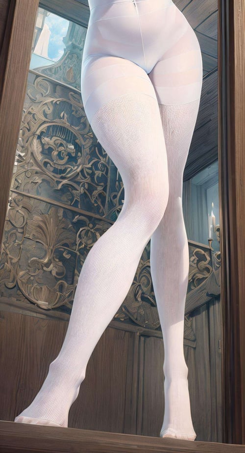 tutu's HiSilk (40D white striped patterned pantyhose)/图图的嗨丝(40D假吊带格纹白色连裤袜)/チュチュのハイシ(40D偽サスペンダーホワイトストライプパターンタイツ) by zhaotut...