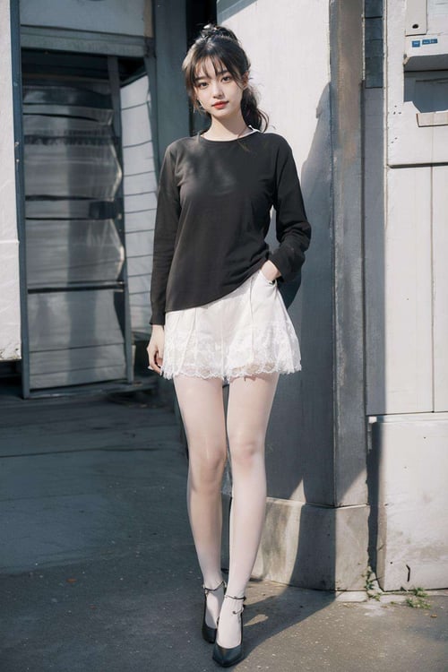 tutu's HiSilk(8D White Glossy Over-the-Knee Socks)/ 图图的嗨丝(8D白色油亮长筒袜)/チュチュのハイシー(8D白色のオイル光沢長い膝上靴下) by zhaotutu on Tensor.Art