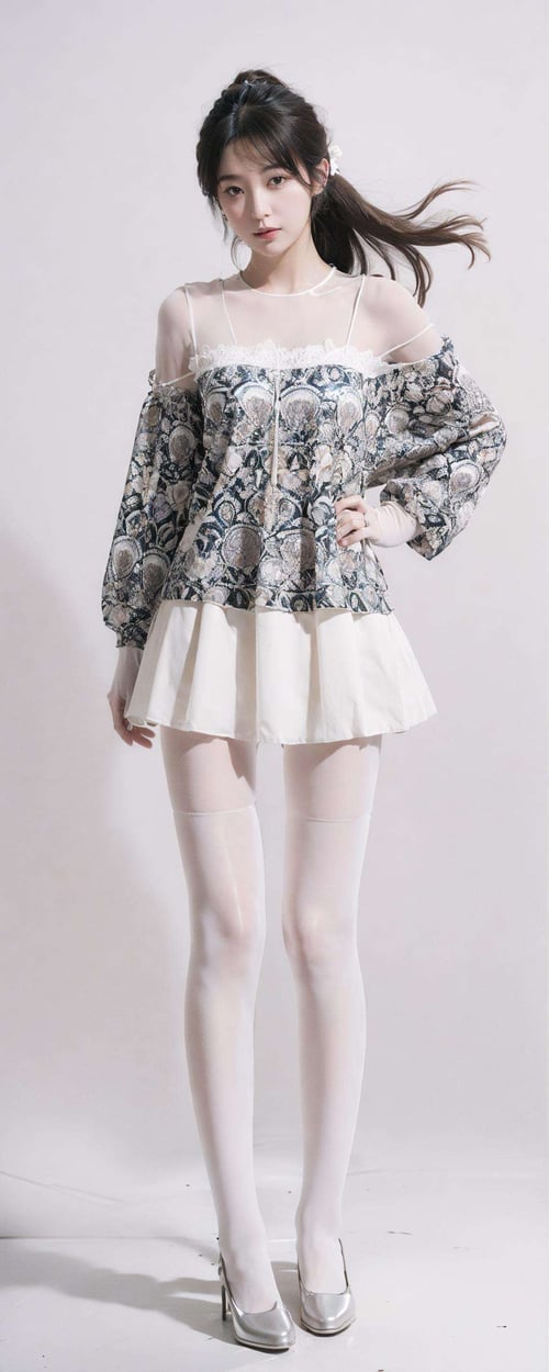 tutu's HiSilk(8D White Glossy Over-the-Knee Socks)/ 图图的嗨丝(8D白色油亮长筒袜)/チュチュのハイシー(8D白色のオイル光沢長い膝上靴下) by zhaotutu on Tensor.Art