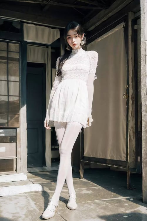tutu's HiSilk(8D White Glossy Over-the-Knee Socks)/ 图图的嗨丝(8D白色油亮长筒袜)/チュチュのハイシー(8D白色のオイル光沢長い膝上靴下) by zhaotutu on Tensor.Art