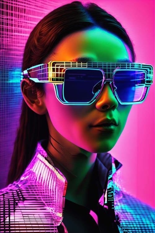 Neon Grid Sunglasses by Ciro Negrogni on Tensor.Art