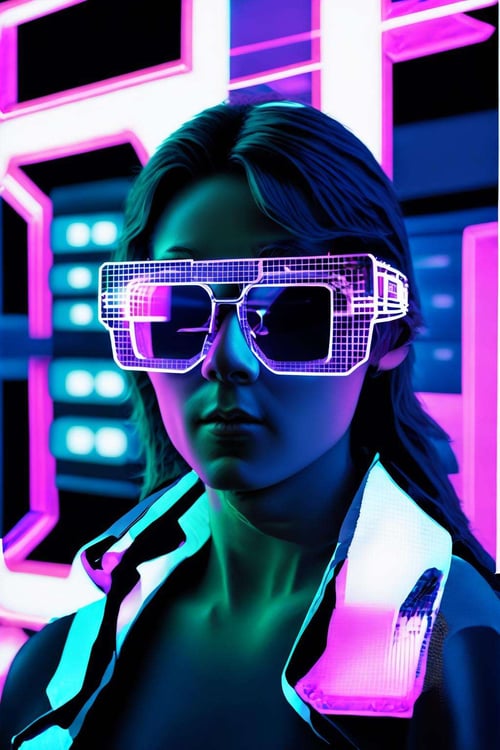 Neon Grid Sunglasses by Ciro Negrogni on Tensor.Art