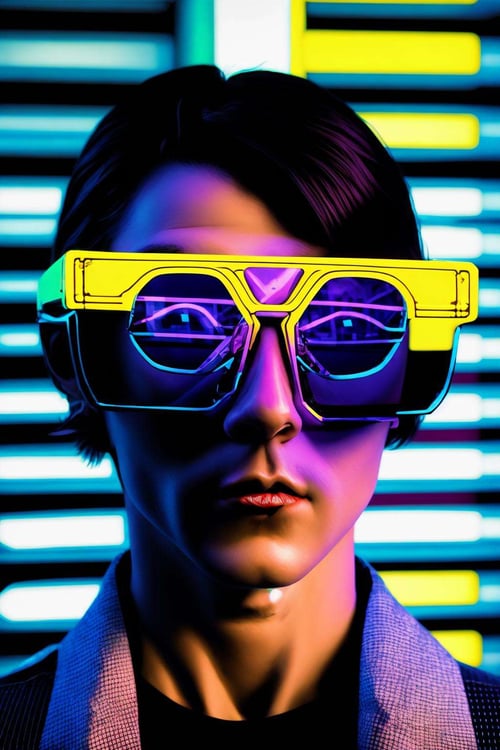 Neon Grid Sunglasses by Ciro Negrogni on Tensor.Art