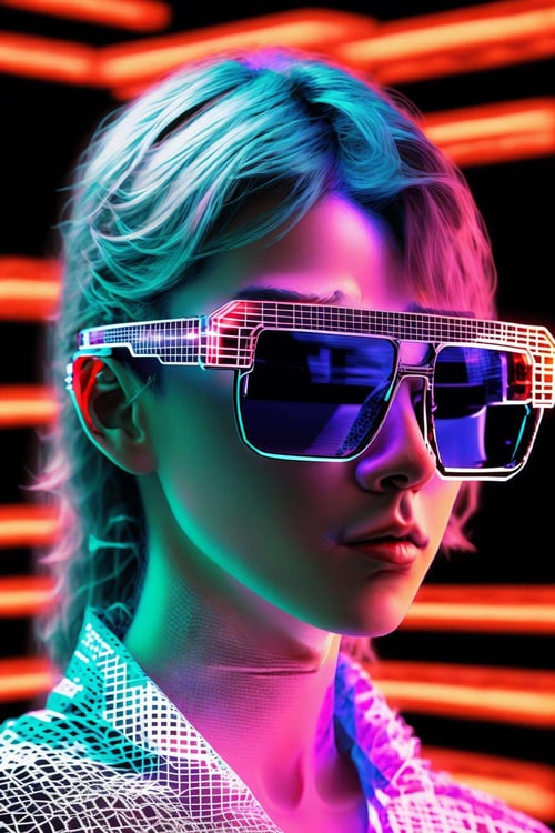 Neon Grid Sunglasses by Ciro Negrogni on Tensor.Art