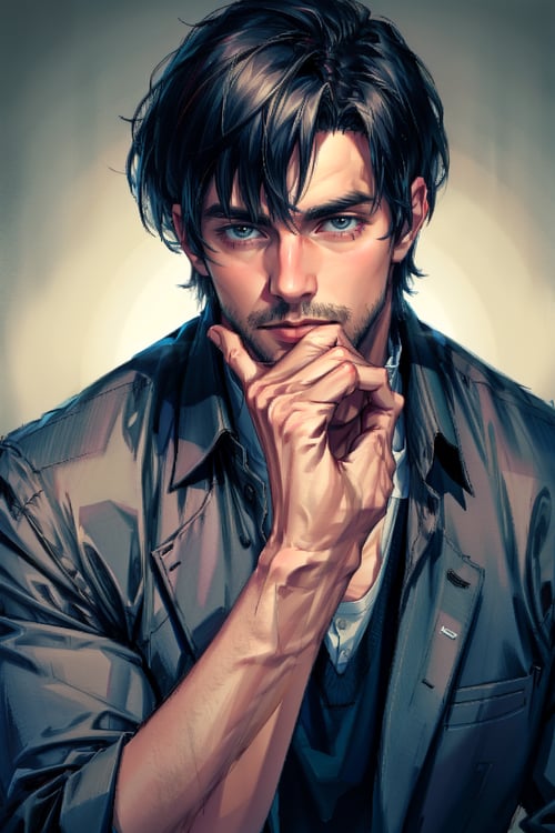 Hand on Own Chin | Pose by Ozz on Tensor.Art