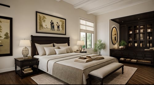 Indochine Bedroom interior from Architech1904 by Architech1904 on Tensor.Art