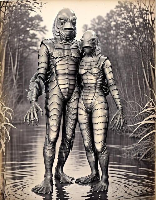 Gill-man Retro Swamp Monster 1954 [SDXL] by DennisSchöneberg on Tensor.Art