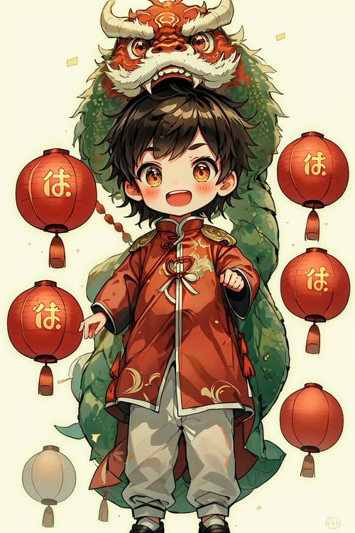 蔚蓝Blue可爱中国龙(插画) by 蔚蓝Blue on Tensor.Art