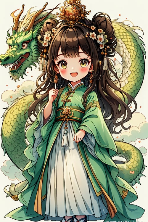 蔚蓝Blue可爱中国龙(插画) by 蔚蓝Blue on Tensor.Art