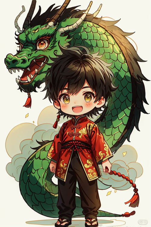 蔚蓝Blue可爱中国龙(插画) by 蔚蓝Blue on Tensor.Art
