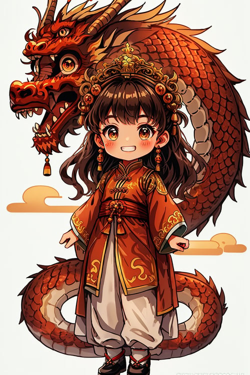 蔚蓝Blue可爱中国龙(插画) by 蔚蓝Blue on Tensor.Art