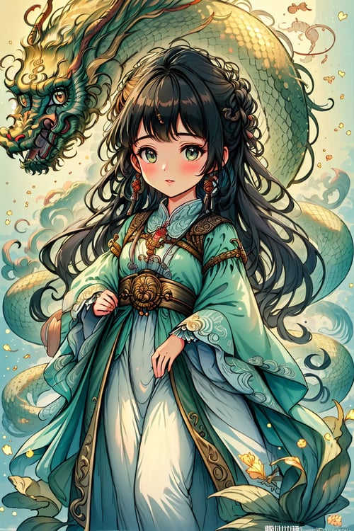 蔚蓝Blue可爱中国龙(插画) by 蔚蓝Blue on Tensor.Art
