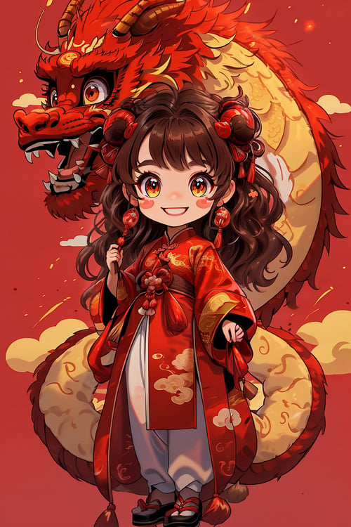 蔚蓝Blue可爱中国龙(插画) by 蔚蓝Blue on Tensor.Art