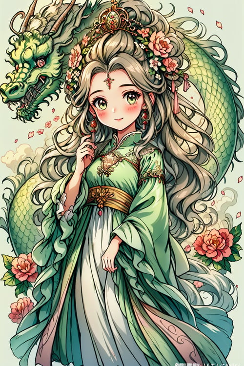 蔚蓝Blue可爱中国龙(插画) by 蔚蓝Blue on Tensor.Art