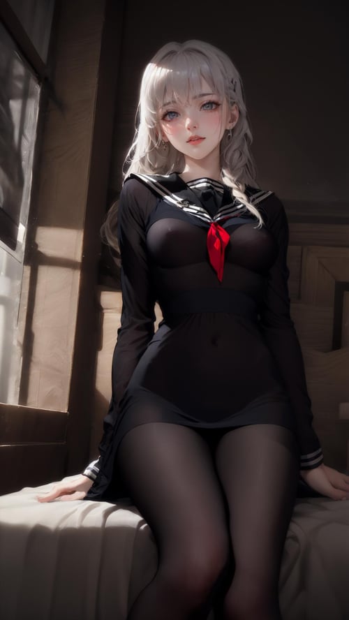 Tutu’s sexy uniform (see-through black sailor serafuku school uniform)/图图的情趣制服(透视黑色水手服) by zhaotutu on Tensor.Art