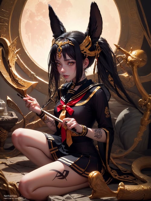 Tutu’s sexy uniform (see-through black sailor serafuku school uniform)/图图的情趣制服(透视黑色水手服) by zhaotutu on Tensor.Art
