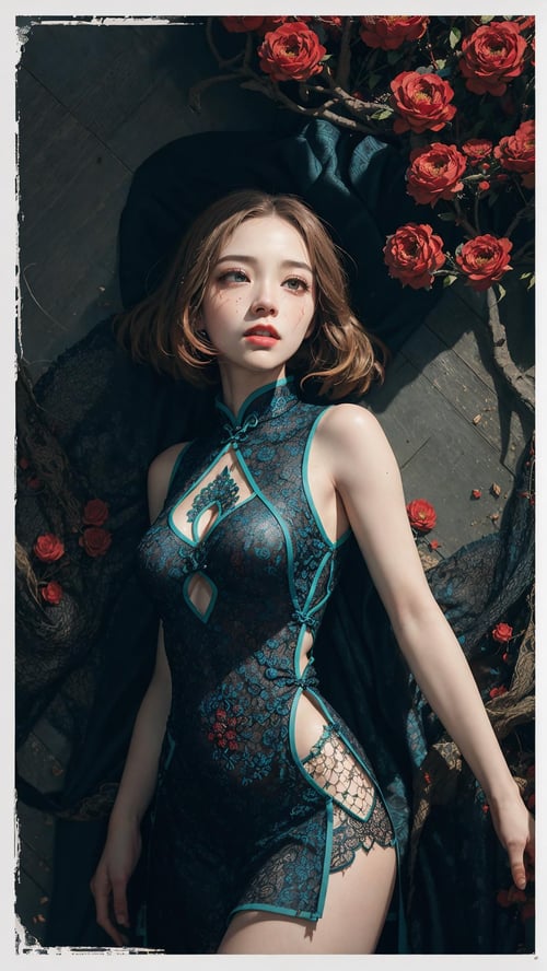 Tutu’s sexy uniform (lace semi-transparent cheongsam)/图图的情趣制服(蕾丝半透旗袍) by zhaotutu on Tensor.Art