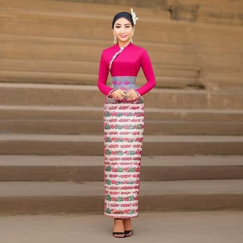 Myanmar Traditional wedding outfits by BurmeseAi on Tensor.Art