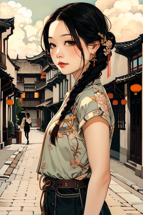 【复古插画】人物画像复古海报2.5d画风 by 卷儿 丨 AiCC on Tensor.Art