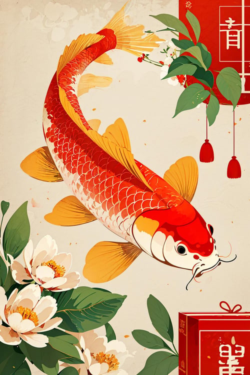【春节lora】复古锦鲤新年海报 by 卷儿 丨 AiCC on Tensor.Art