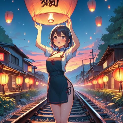 girl like colorful sky lantern / sky lantern by 鬼畫符 on Tensor.Art